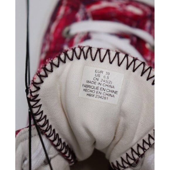 Isabel Marant H&M Women's Size US 6.5 EUR 39 Red High Top Sneakers Lace Up NWT - Picture 7 of 12